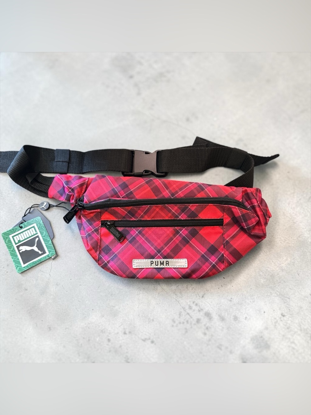Puma Red Plaid Uniform WaistPack 2.0 with Black Strap